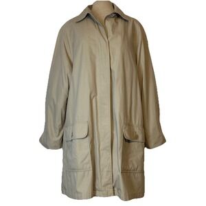 London Fog Limited Edition Tan Trench Coat Flannel Liner Flap Pockets Plus 18